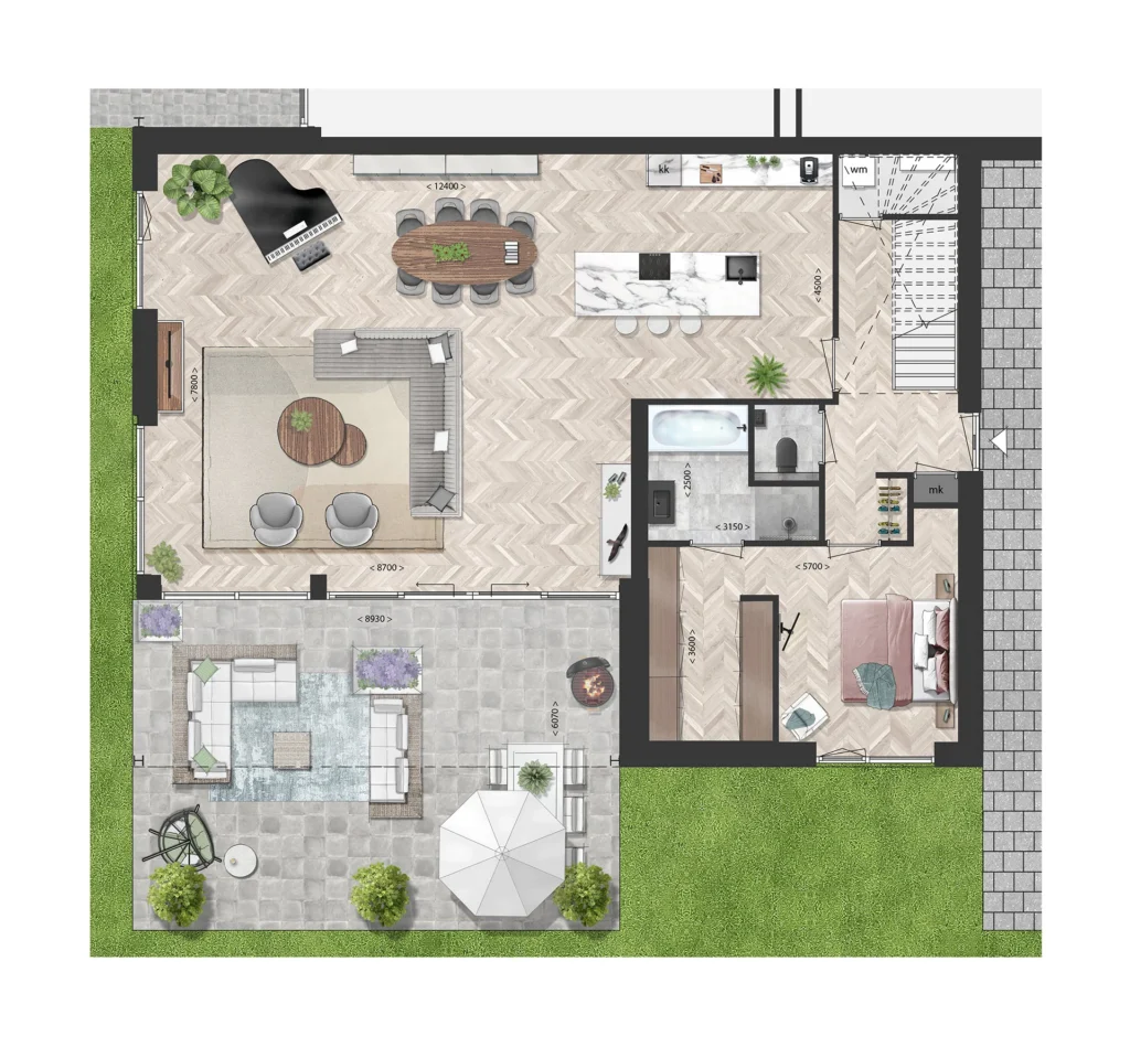 Plattegrond begane grond van Vastenburghof 4