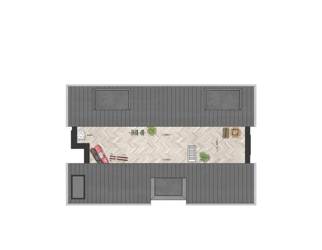 Plattegrond tweede verdieping van Vastenburghof 2