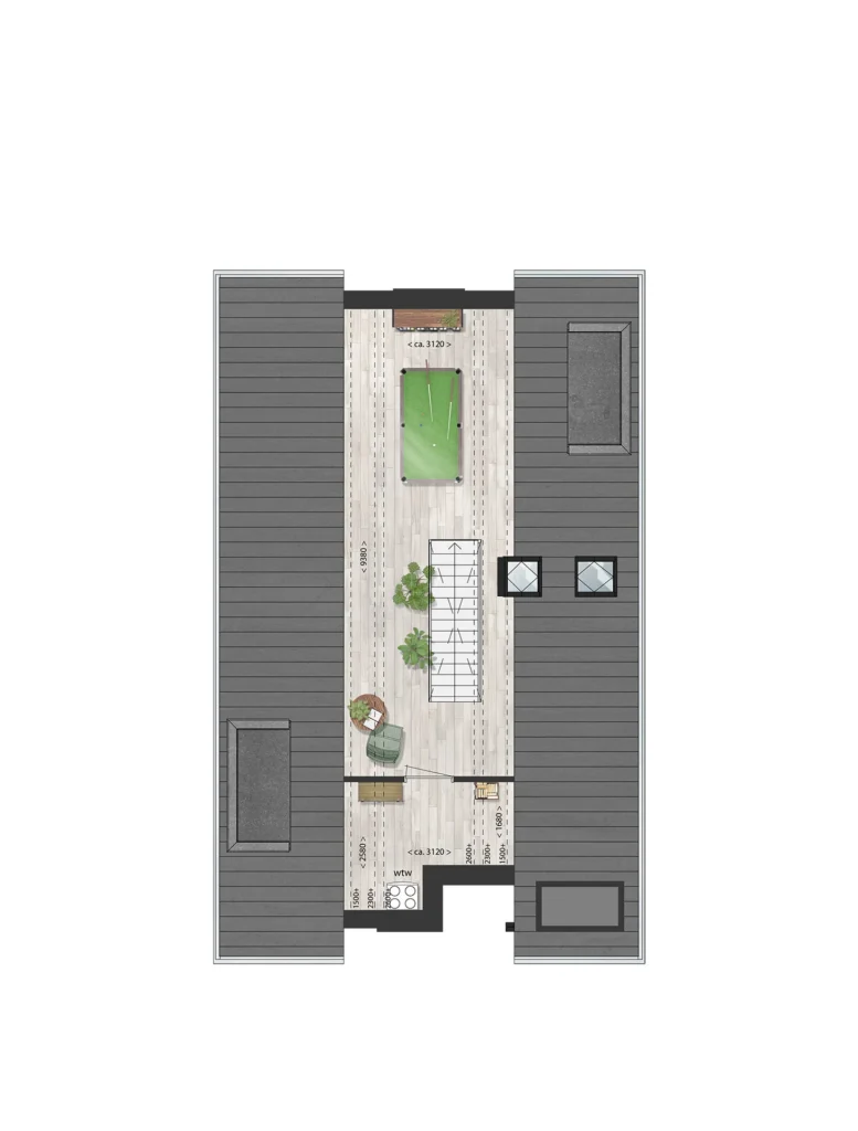 Plattegrond tweede verdieping van Vastenburghof 12