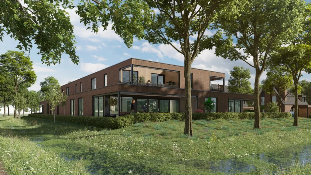 Impressie van Villa Onyx aan het hof, met terras en terugliggende verdieping